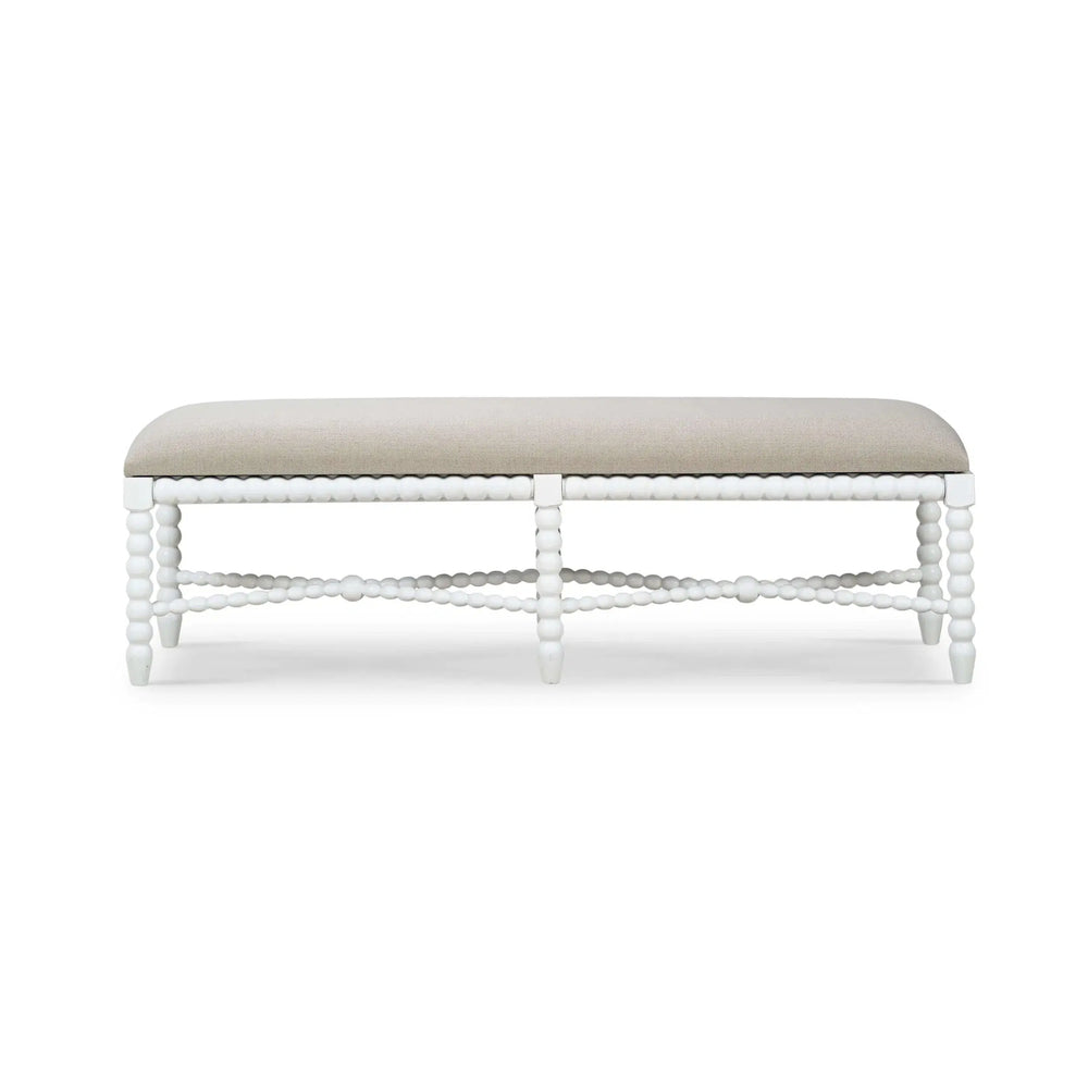 Bramble Cholet Bench Medium In Architectural White W/ Camelot Performance Fabric-Bramble-Blue Hand Home