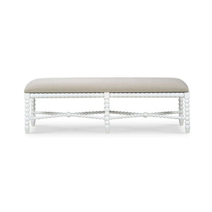 Bramble Cholet Bench Medium In Architectural White W/ Camelot Performance Fabric-Bramble-Blue Hand Home