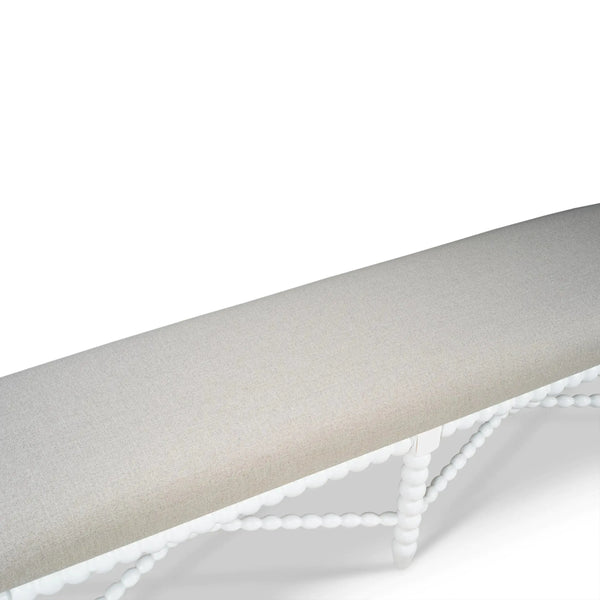 Bramble Cholet Bench Medium In Architectural White W/ Camelot Performance Fabric-Bramble-Blue Hand Home