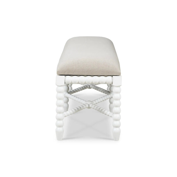 Bramble Cholet Bench Medium In Architectural White W/ Camelot Performance Fabric-Bramble-Blue Hand Home