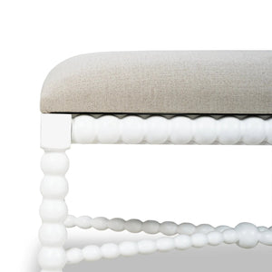 Bramble Cholet Bench Medium In Architectural White W/ Camelot Performance Fabric-Bramble-Blue Hand Home