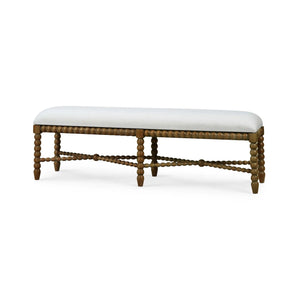 Bramble Cholet Bench Medium In Straw Wash W/ Arctic White Performance Fabric-Bramble-Blue Hand Home