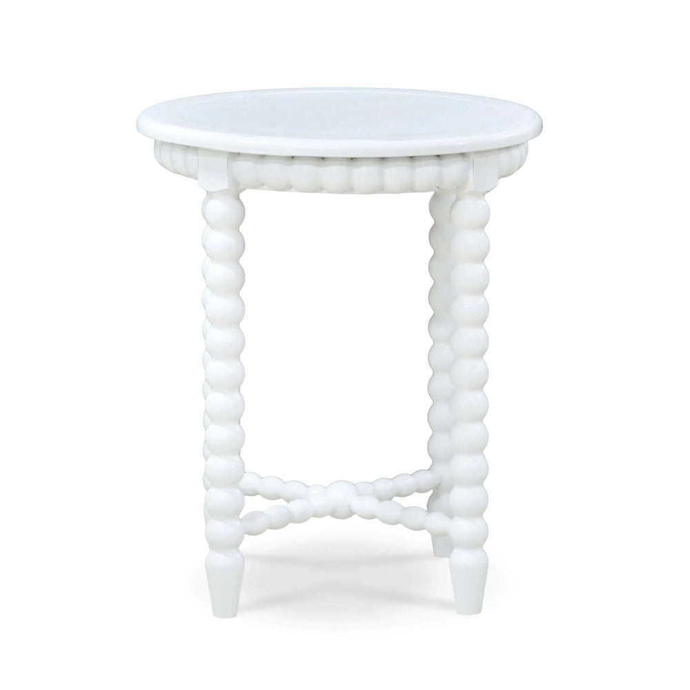 Bramble Cholet Round End Table in Architectural White-Bramble-Blue Hand Home
