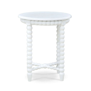 Bramble Cholet Round End Table in Architectural White-Bramble-Blue Hand Home