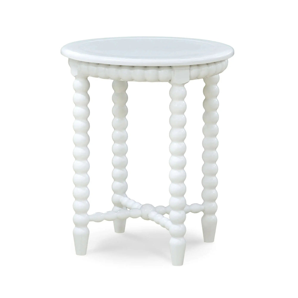 Bramble Cholet Round End Table in Architectural White-Bramble-Blue Hand Home