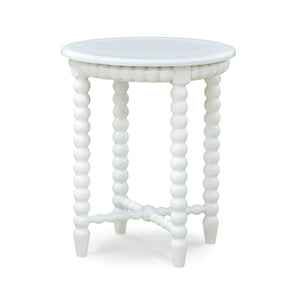 Bramble Cholet Round End Table in Architectural White-Bramble-Blue Hand Home