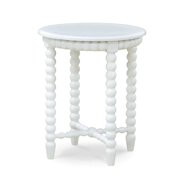 Bramble Cholet Round End Table in Architectural White-Bramble-Blue Hand Home