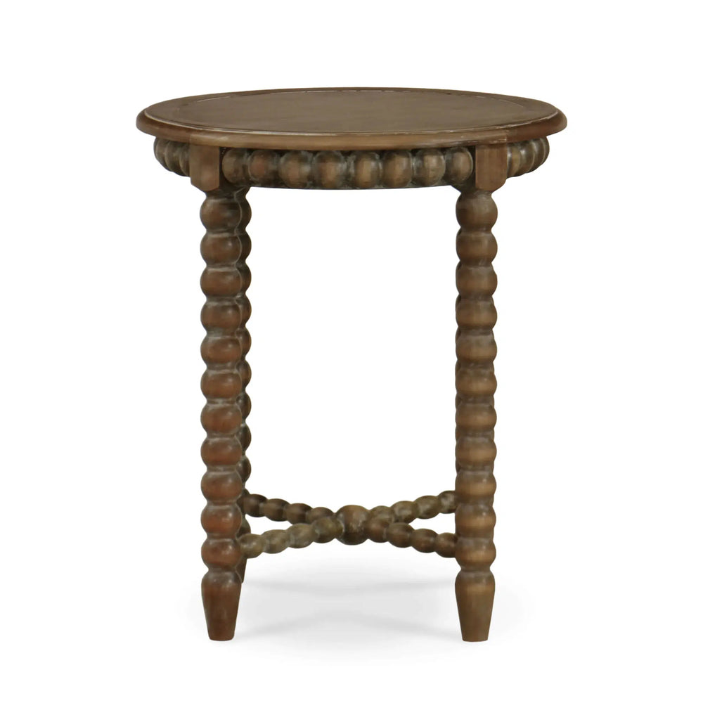 Bramble Cholet Round End Table In Straw Wash-Bramble-Blue Hand Home