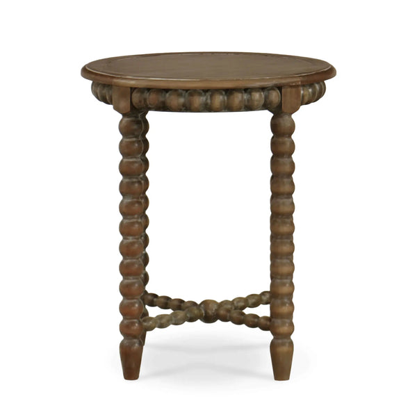 Bramble Cholet Round End Table In Straw Wash-Bramble-Blue Hand Home