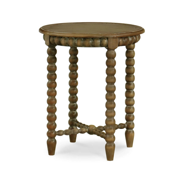 Bramble Cholet Round End Table In Straw Wash-Bramble-Blue Hand Home