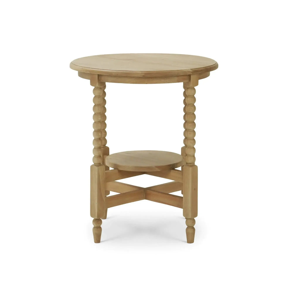 Bramble Cholet Round Side Table In Fruitwood-Bramble-Blue Hand Home