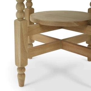 Bramble Cholet Round Side Table In Fruitwood-Bramble-Blue Hand Home