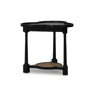 Bramble Clover End Table In Batavia Black W/ Natural Rattan-Bramble-Blue Hand Home