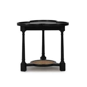 Bramble Clover End Table In Batavia Black W/ Natural Rattan-Bramble-Blue Hand Home