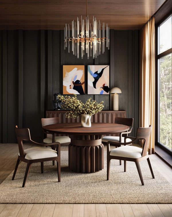 Bramble Colorado Round Dining Table 60'' In Walnut-Bramble-Blue Hand Home