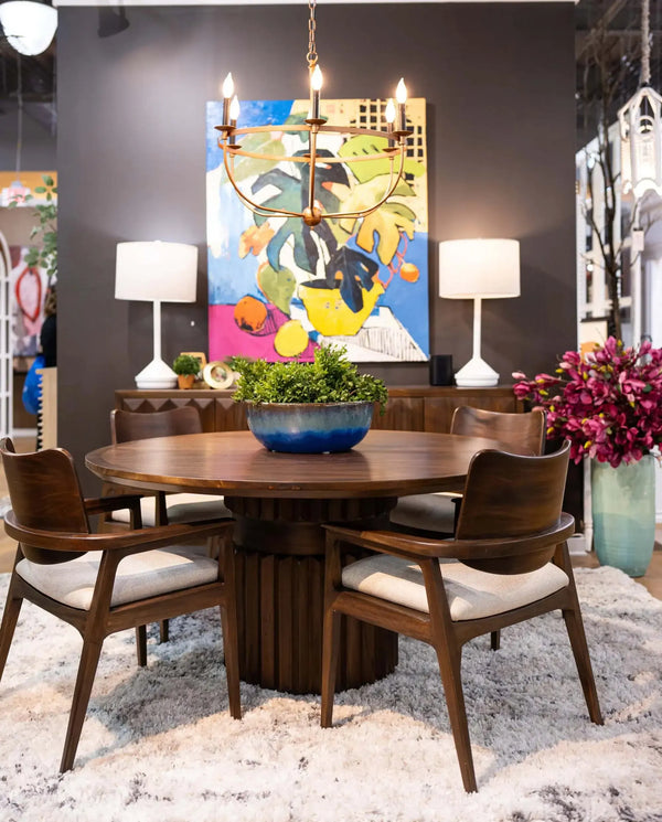 Bramble Colorado Round Dining Table 60'' In Walnut-Bramble-Blue Hand Home