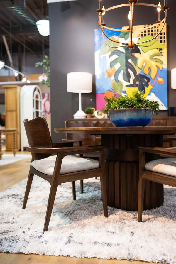 Bramble Colorado Round Dining Table 60'' In Walnut-Bramble-Blue Hand Home