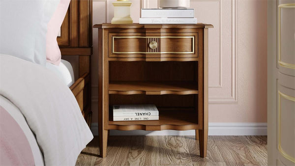 Connaught 1 Drawer Removable Shelf Bedside Table-Blue Hand Home