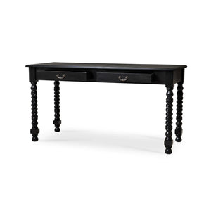 Bramble Console Desk W/ Barley Twist Leg In Batavia Black-Bramble-Blue Hand Home