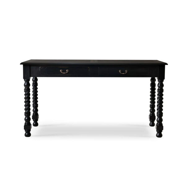 Bramble Console Desk W/ Barley Twist Leg In Batavia Black-Bramble-Blue Hand Home