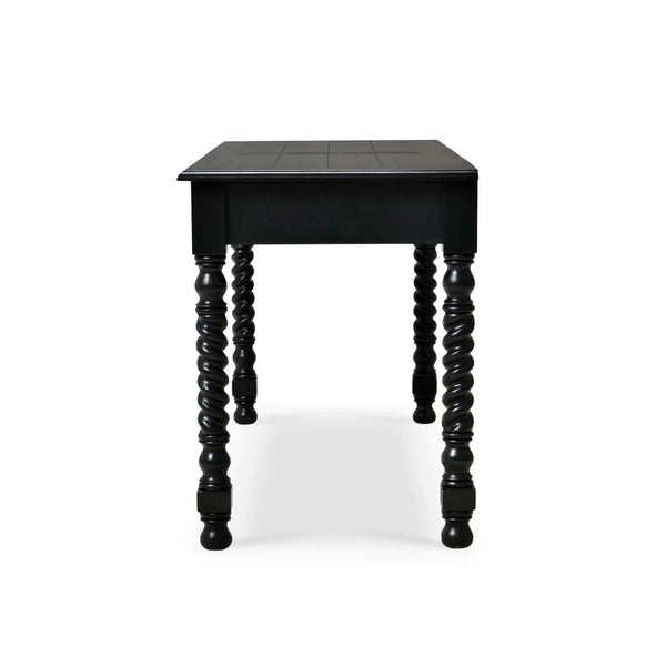 Bramble Console Desk W/ Barley Twist Leg In Batavia Black-Bramble-Blue Hand Home