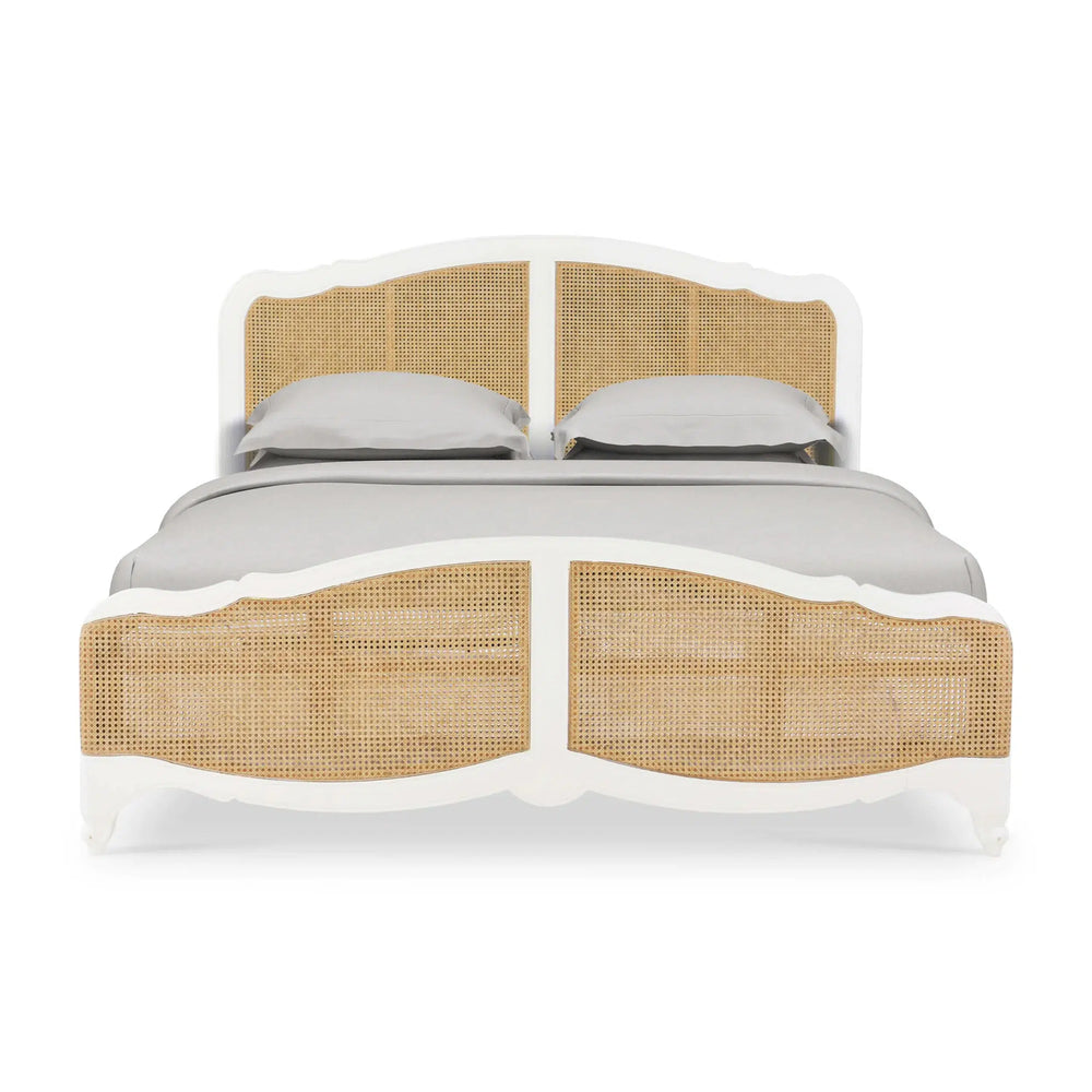 Bramble Covington Bed King In Architectural White W/ Rattan Natural-Bramble-Blue Hand Home