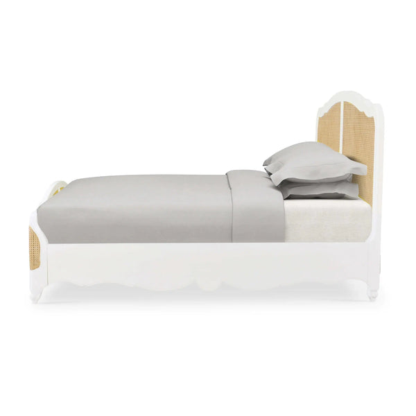 Bramble Covington Bed King In Architectural White W/ Rattan Natural-Bramble-Blue Hand Home