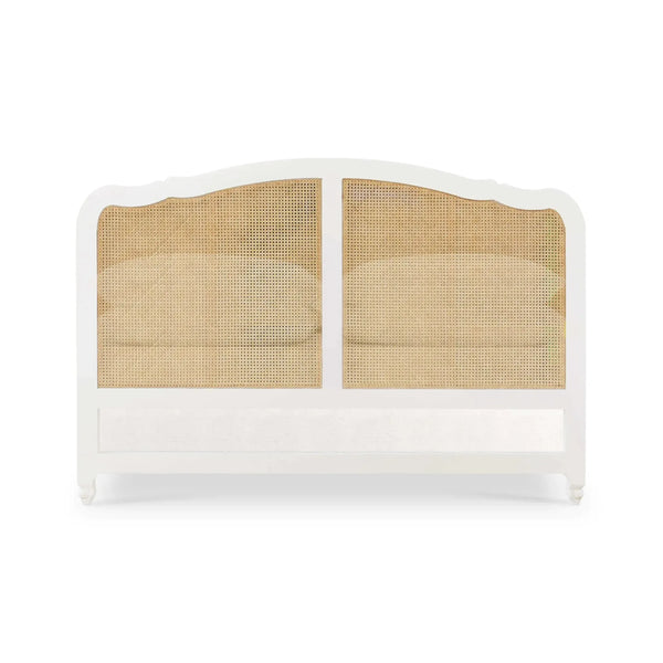 Bramble Covington Bed King In Architectural White W/ Rattan Natural-Bramble-Blue Hand Home