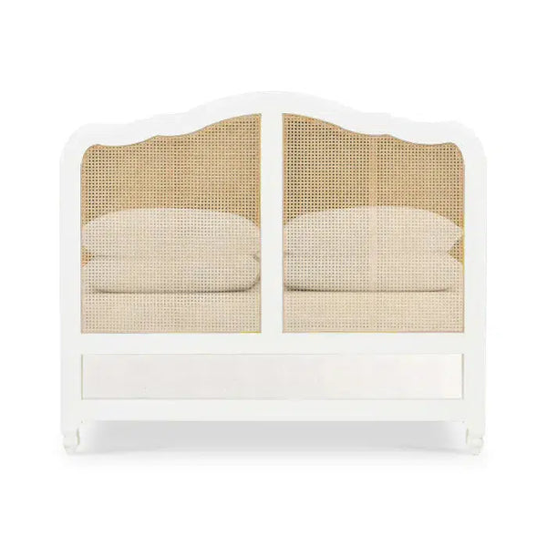 Bramble Covington Bed Queen In Architectural White W/ Rattan Natural-Bramble-Blue Hand Home