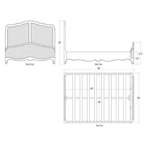 Bramble Covington Bed Queen In Architectural White W/ Rattan Natural-Bramble-Blue Hand Home