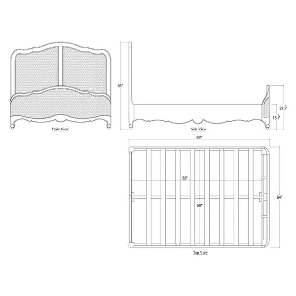 Bramble Covington Bed Queen In Architectural White W/ Rattan Natural-Bramble-Blue Hand Home