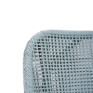 Cristo Dining Chair In Frosted Blue Rattan w/ Arctic White Performance Fabric Cushion-Blue Hand Home