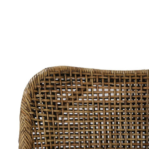 Cristo Dining Chair In Rattan Glaze W/ Arctic White Performance Fabric Cushion-Blue Hand Home