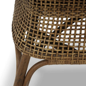 Cristo Dining Chair In Rattan Glaze W/ Arctic White Performance Fabric Cushion-Blue Hand Home