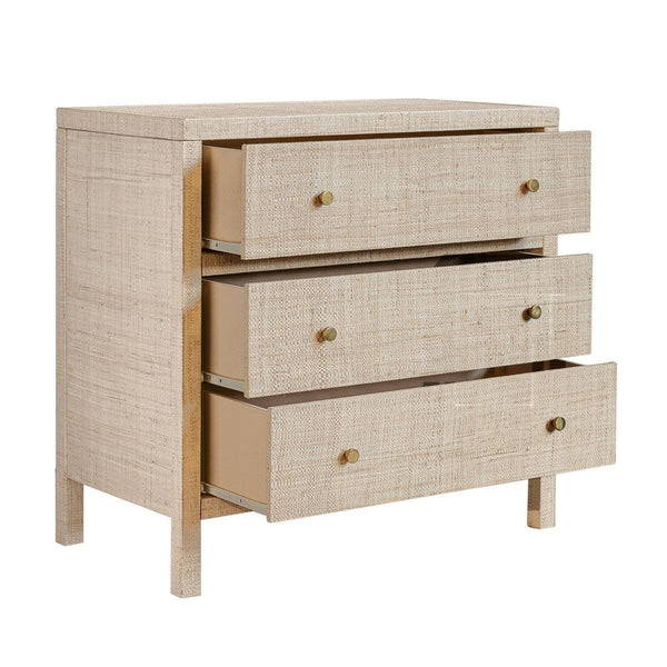 Paloma 3 Drawer Raffia Wrapped Dresser, 34"W, Natural