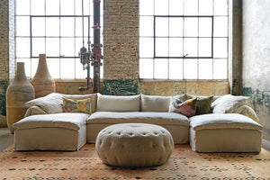 Pouf Round Ottoman - See All Sizes-Blue Hand Home