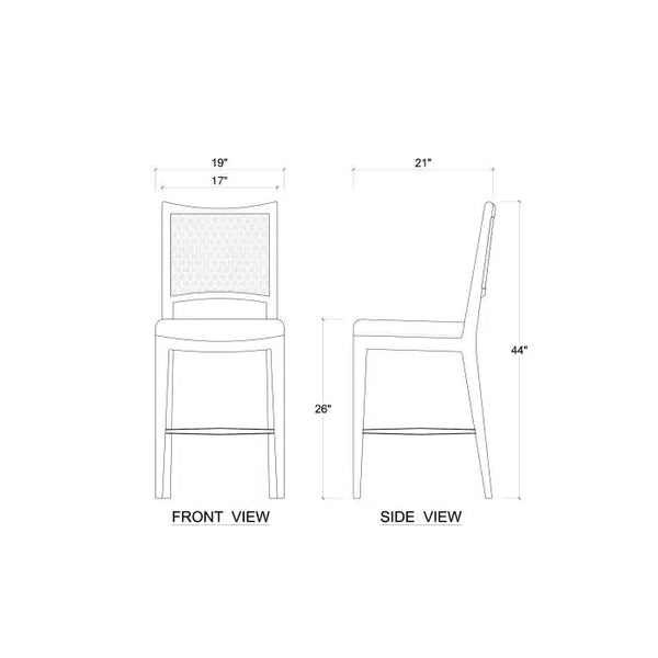 Bramble Dulwich Counter Stool In Straw Wash W/ Artic White Performance Fabric-Bramble-Blue Hand Home