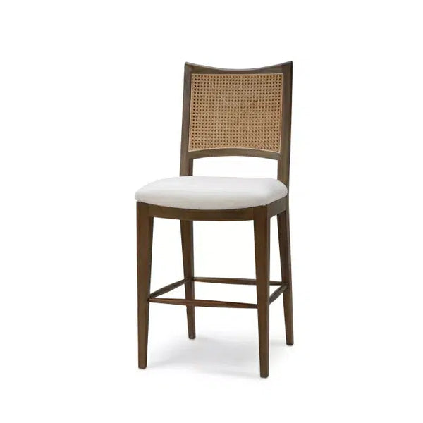 Bramble Dulwich Counter Stool In Straw Wash W/ Artic White Performance Fabric-Bramble-Blue Hand Home