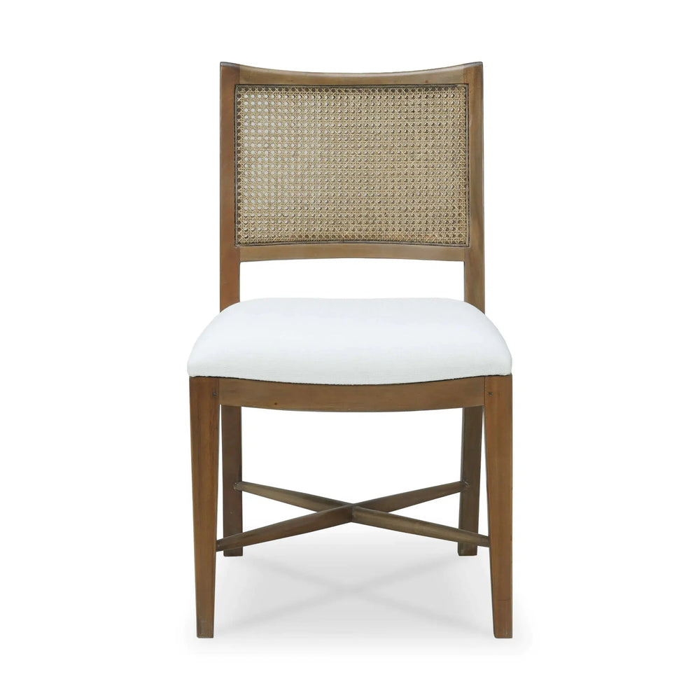 Bramble Dulwich Dining Chair In Straw Wash W/ Arctic White Performance Fabric-Bramble-Blue Hand Home