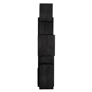 Lincoln Tower Sculptural Charcoal Black Mindi Wood Shelving Unit-Noir Furniture-Blue Hand Home
