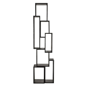 Lincoln Tower Sculptural Charcoal Black Mindi Wood Shelving Unit-Noir Furniture-Blue Hand Home
