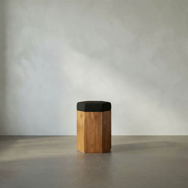 SX Octagon Stool C - Premium Handcrafted Teak Wood Stool-Noir Furniture-Blue Hand Home