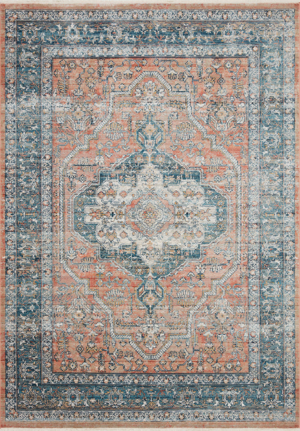 Magnolia Home by Joanna Gaines x Loloi Elise Rug - Coral / Blue-Blue Hand Home