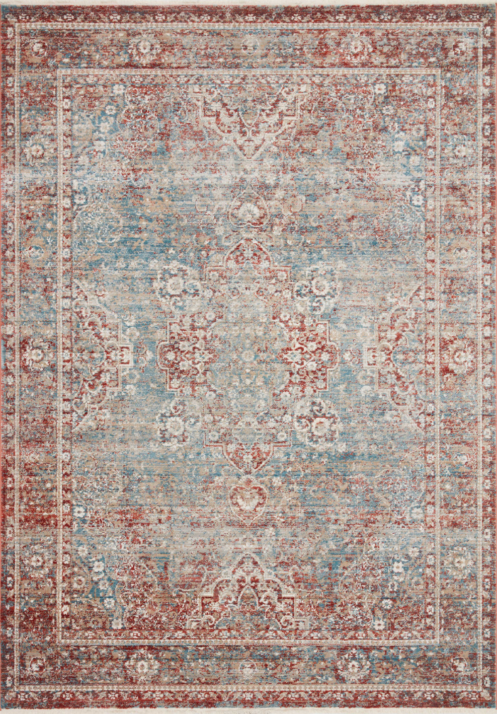 Magnolia Home by Joanna Gaines x Loloi Elise Rug - Sky / Red-Blue Hand Home