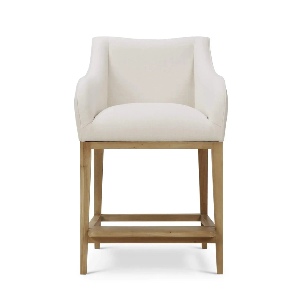 Bramble Elanor Counter Stool W/ Arms In Fruitwood W/ Natural Performance Fabric-Bramble-Blue Hand Home