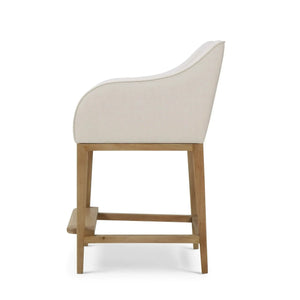 Bramble Elanor Counter Stool W/ Arms In Fruitwood W/ Natural Performance Fabric-Bramble-Blue Hand Home