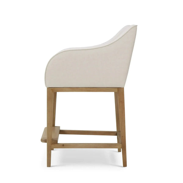 Bramble Elanor Counter Stool W/ Arms In Fruitwood W/ Natural Performance Fabric-Bramble-Blue Hand Home