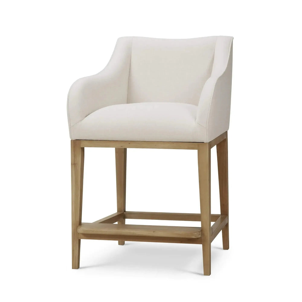 Bramble Elanor Counter Stool W/ Arms In Fruitwood W/ Natural Performance Fabric-Bramble-Blue Hand Home