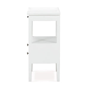 Bramble Eton 2 Drawer Side Table w/ Pull Out Shelf in Architectural White-Bramble-Blue Hand Home