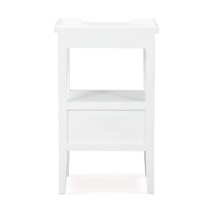 Bramble Eton 2 Drawer Side Table w/ Pull Out Shelf in Architectural White-Bramble-Blue Hand Home